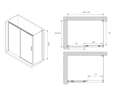 ABBER Komfort AG93170B-S92B душевой уголок