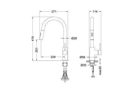 AQUATEK ЕВРОПА AQ1384CR cмеcитель для кухни c вытяжным изливом 2 jet