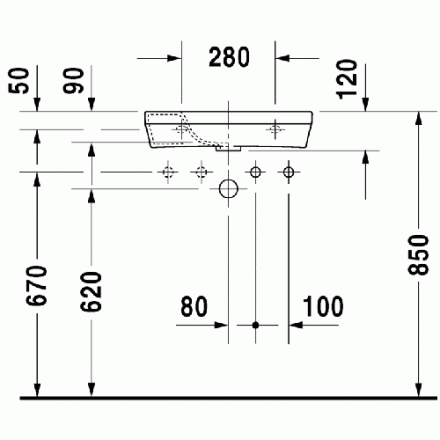 Duravit Durastyle 0713500008 Раковина 50x22 (отв. справа)