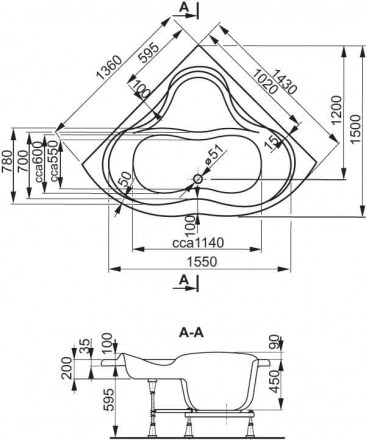 Vagnerplast Iris 143x143 акриловая ванна