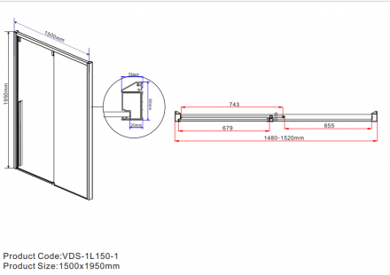 Vincea Lugano VDS-1L150CL-1 душевая дверь