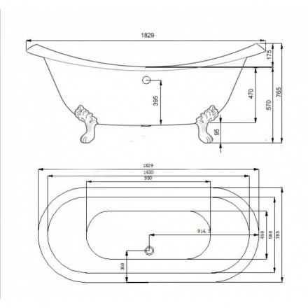 Elegansa Taiss Chrome Чугунная ванна 180x80