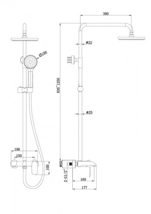 Bravat F6335369CP-A-RUS душевая стойка для ванны