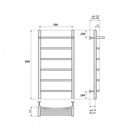 Полотенцесушитель водяной Point PN04158P П5 500x800 с полкой, хром