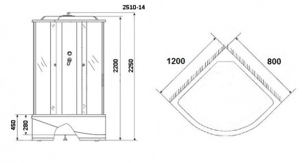 Niagara Classic NG2510-14R 1200х80 душевая кабина высокий поддон