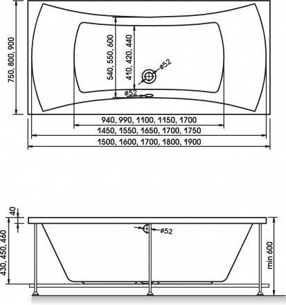 Relisan Xenia 170x75 акриловая ванна