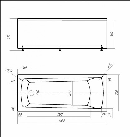 Azario ENRICA AV.0030160 160x70 ванна акриловая прямоугольная