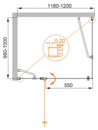 CEZARES STYLUS-SOFT-AH-1-160/90-C-Cr душевой уголок