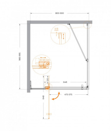 Cezares  SLIDER-AH-1-100-80/90-BR-BORO душевой угол стекло бронза
