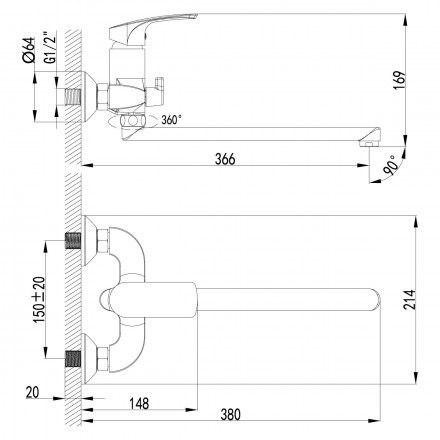 Lemark Plus Shape LM1751C смеситель для ванны и душа