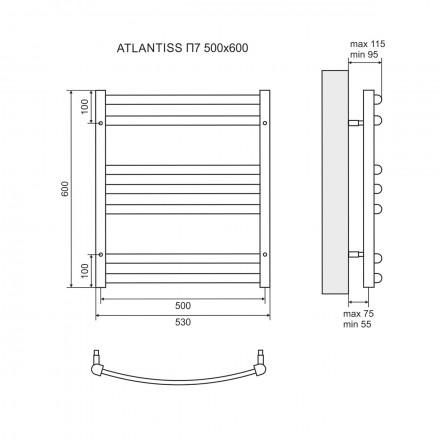 Lemark Atlantiss LM32607R П7 500x600 Полотенцесушитель водяной