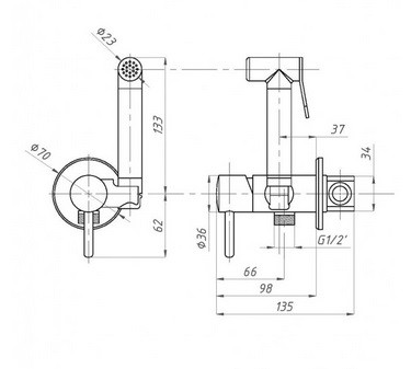 Almaes AGATA AL-877-05 чёрный гигиенический душ с прогрессивным смесителем