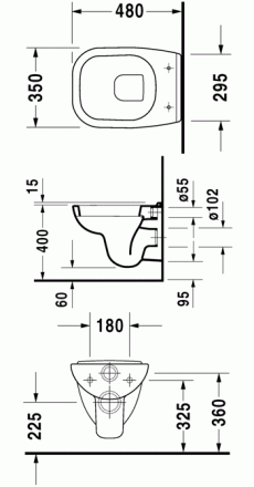Duravit D-Code 22110900002 Подвесной унитаз Compact (чаша)