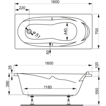Vagnerplast Kleopatra 160x70 акриловая ванна