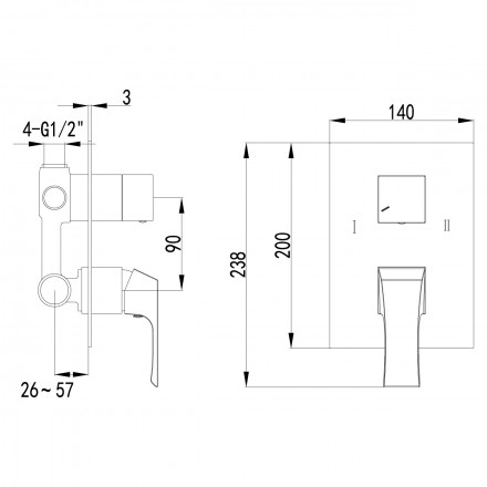 Lemark Unit LM4527C смеситель для ванны и душа, встраиваемый