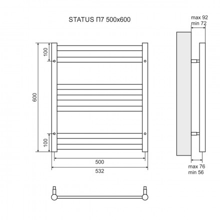 Lemark Status LM44607E П7 500x600 Полотенцесушитель электрический левый/правый