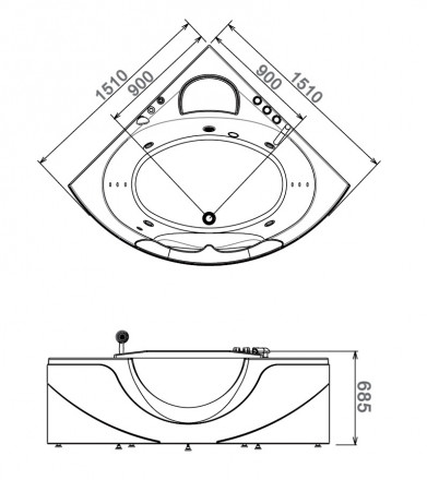 Gemy G9097 K Акриловая ванна 151x151