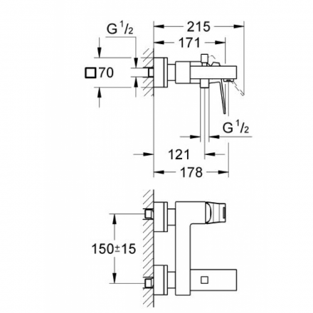 Grohe Eurocube 23140000 Смеситель для ванны
