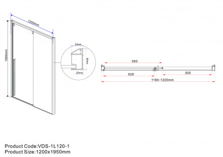 Vincea Lugano VDS-1L120CLB-1 душевая дверь