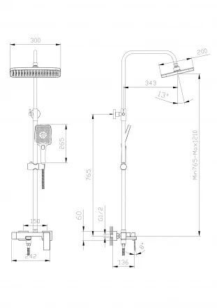 RUSH Thira TR3635-50Grey Душевая стойка