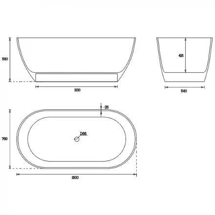 Vate Liora 150x75 Ванна из искусственного камня