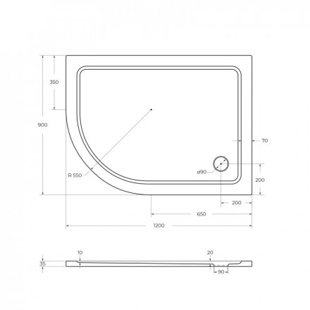 CEZARES TRAY-M-RH-120/90-550-35-W-R поддон smc