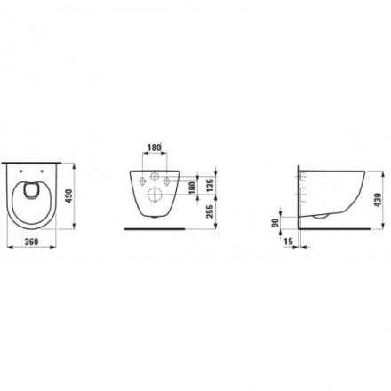 Laufen Pro 8.2096.5.000.000.1 Rimless Подвесной унитаз короткий (чаша)