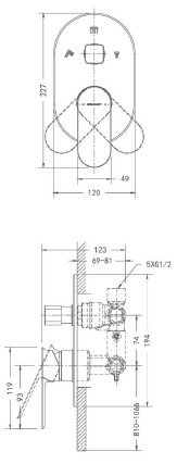 Bravat Gina104 P69194C встраиваемый смеситель на три позиции