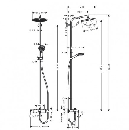 Hansgrohe 27320000 Crometta S 240 1jet Showerpipe Душевая стойка