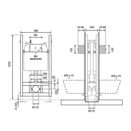 Oli 74 PLUS 600859 инсталляция для подвесного унитаза двойная