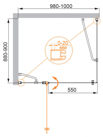CEZARES STYLUS-SOFT-AH-1-150/90-C-Cr душевой уголок