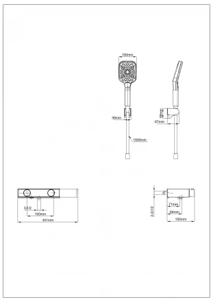 Wonzon &amp; Woghand Shelf WW-B2551-BG Смеситель для ванны с душем и термостатом темный графит