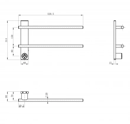 Wonzon &amp; Woghand Nurnberg WW-AL342-BR Полотенцесушитель электрический брашированный никель