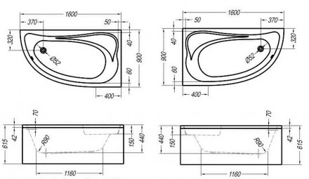 Kolpa san Calando L 160x90 Basis акриловая ванна левая