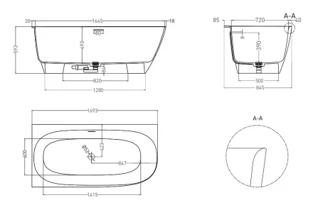 Salini Sofia 102515G Ванна угловая белый 170x85