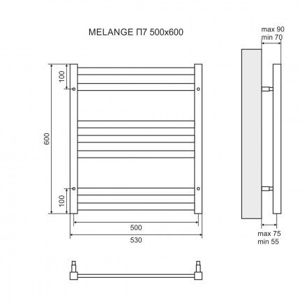 Lemark Melange LM49607E П7 500x600 Полотенцесушитель электрический левый/правый