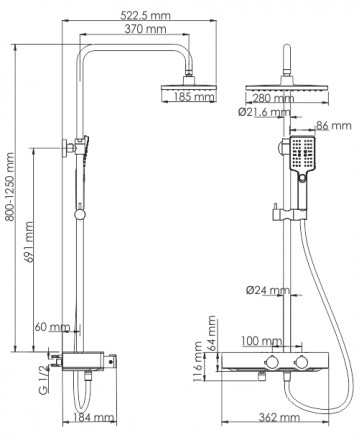 Wasserkraft  A11301 Thermo Душевая стойка со смесителем для ванны