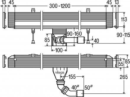 Viega 736552 Advantix Vario wall душевой лоток 300-1200 мм