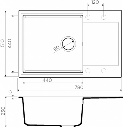Omoikiri Daisen 78-LB-GR мойка 780x510 leningrad grey