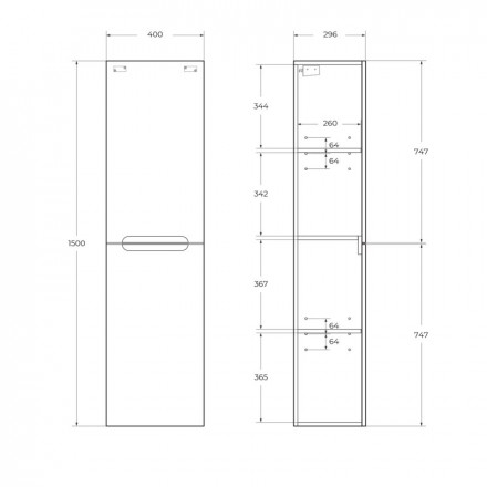 Шкаф подвесной BELBAGNO ETNA-1500-2A-SC-RN-P-R