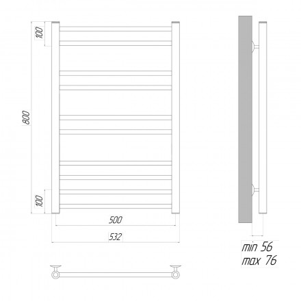 Lemark Ursus LM72810EBL П10 500x800 Полотенцесушитель электрический левый/правый