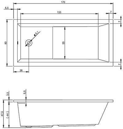 Riho Lusso Plus 170x80 без гидромассажа акриловая ванна