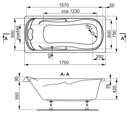 Vagnerplast Charitka 170x70 акриловая ванна
