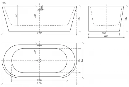 Sancos First FB10 ванна акриловая 170x80x58
