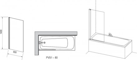 Ravak Pivot PVS1-80 шторка для ванны 79840100Z1