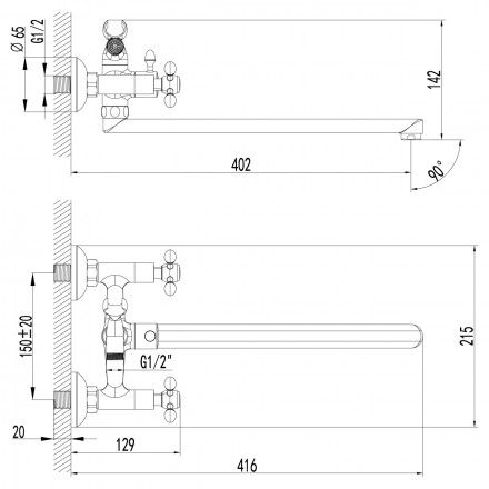 Lemark Vista LM7651C смеситель для ванны и душа