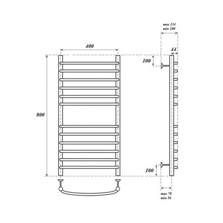 Полотенцесушитель водяной Point PN05148S П12 400x800, хром
