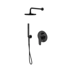 GATTONI H2Omix7000 А0002439025 Комплект для душа со смесителем встроенным на 2 выхода ручным душем с держателем и верхним душем   Nero Opaco