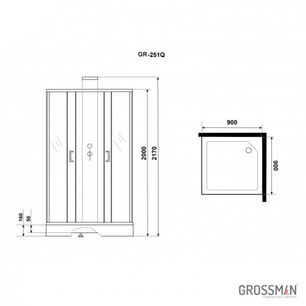 Grossman GR-251Q душевая кабина 90x90