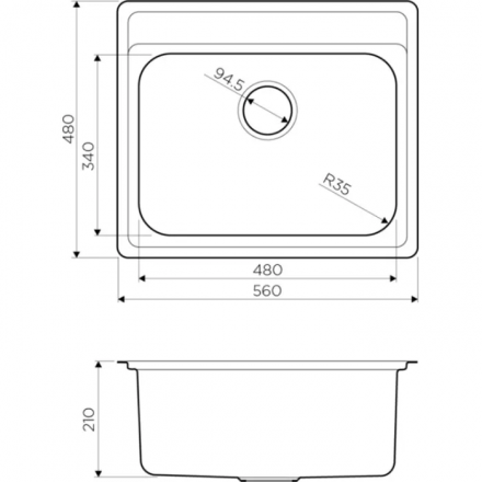 Omoikiri Ashi 56-IN мойка 560x480 нержавеющая сталь